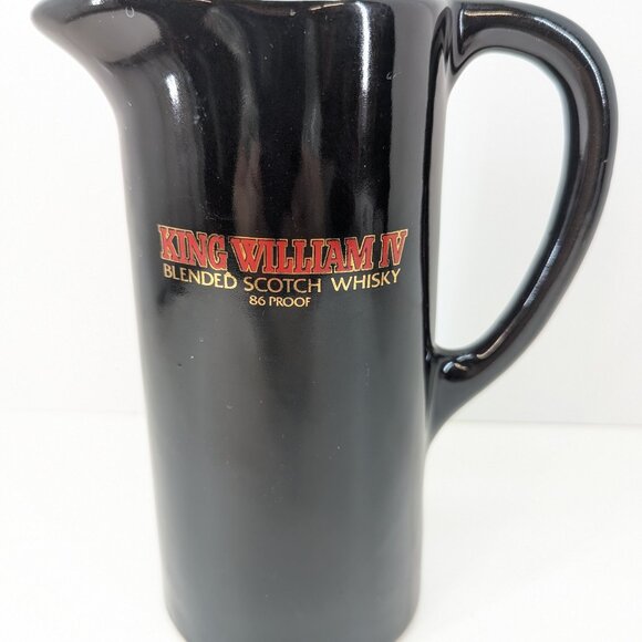 King William IV Blended Scotch Whisky Advertising Black Pub Jug Water Jug - Picture 1 of 6